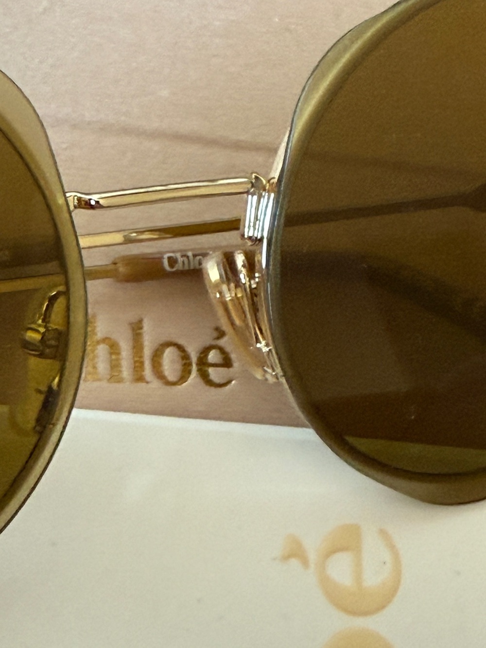 New Rare Chloe Gold Frame Brown Gradient Round Scalloped Sunglasses - Picture 16 of 16